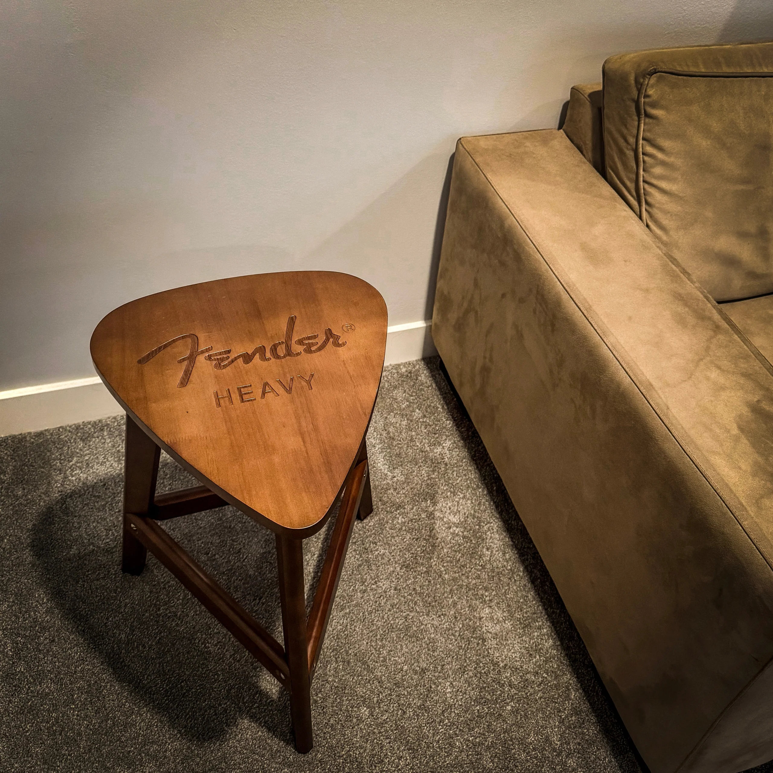 FENDER WOODEN End Table, 22.5 Inches Tall with Mid-Century Lines