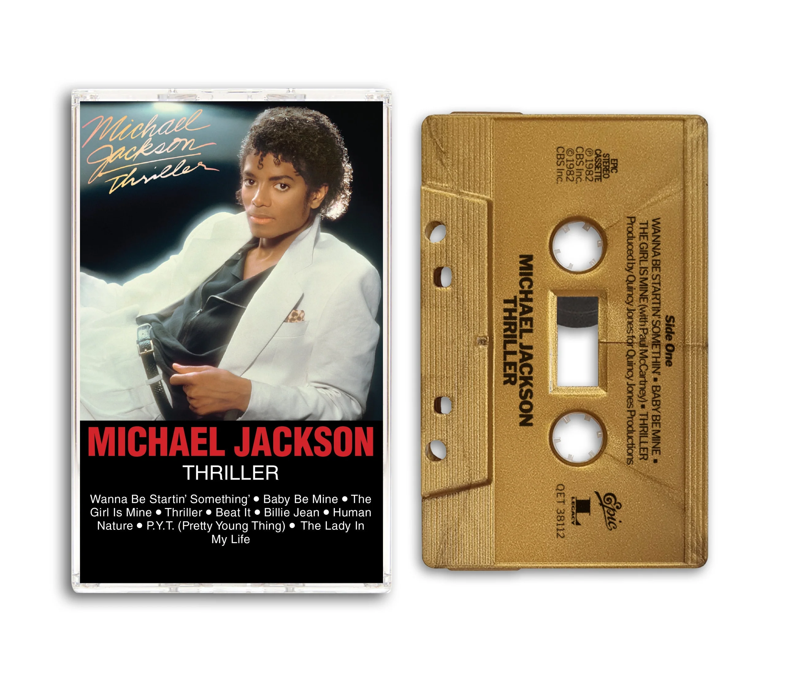 MICHAEL JACKSON 'THRILLER' CASSETTE in Gold Metallic