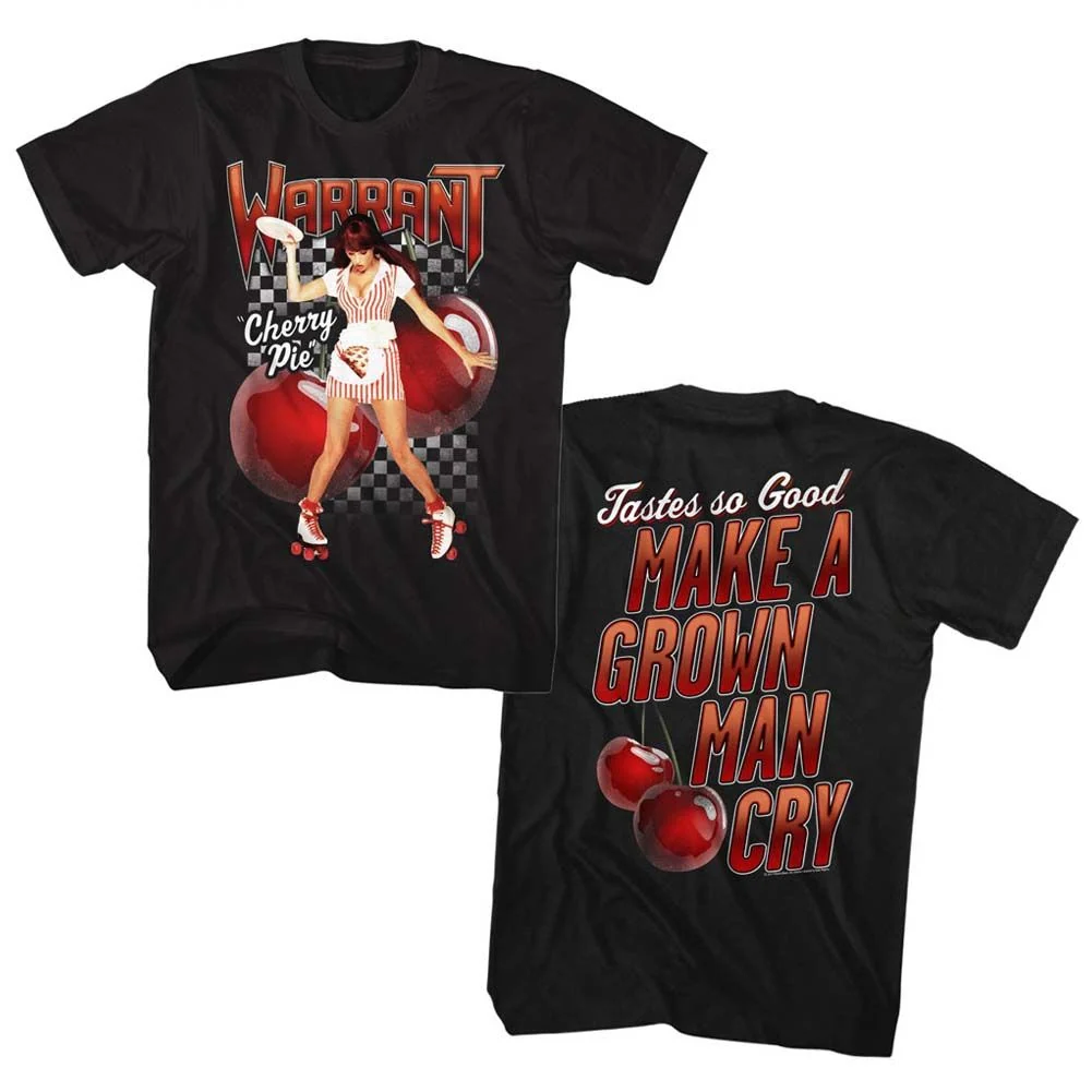 WARRANT CHERRY Pie Shirt Black Short Sleeve Adult Band Tee