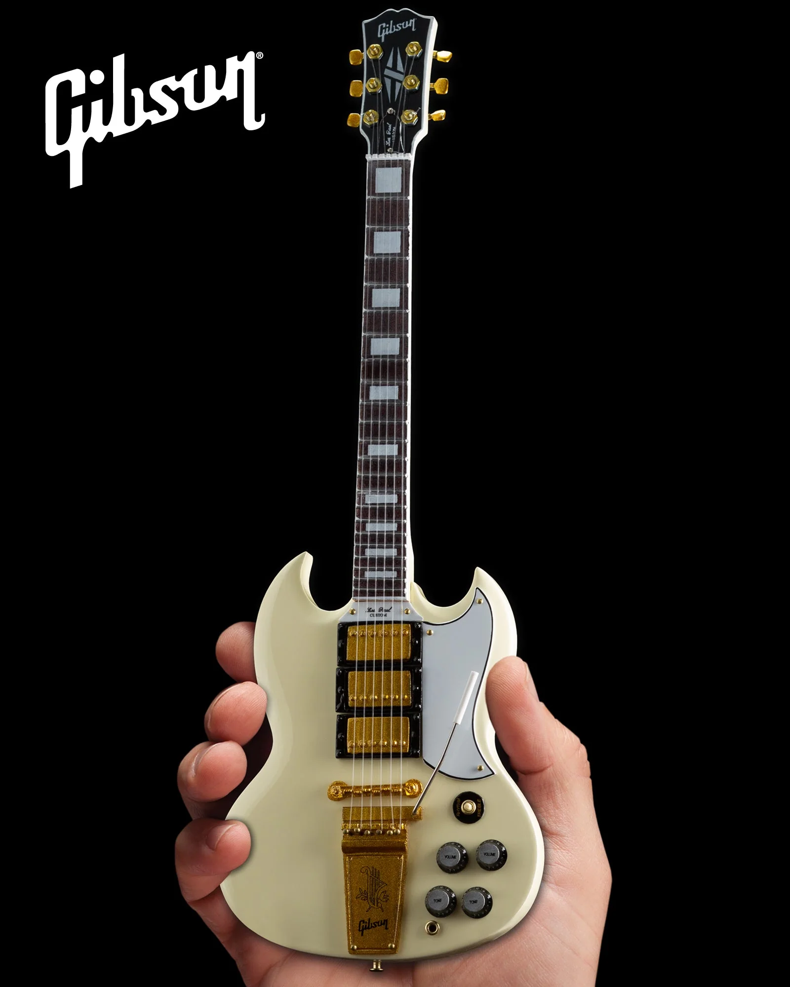 GIBSON 1964 SG CUSTOM WHITE 1:4 SCALE MINI GUITAR MODEL