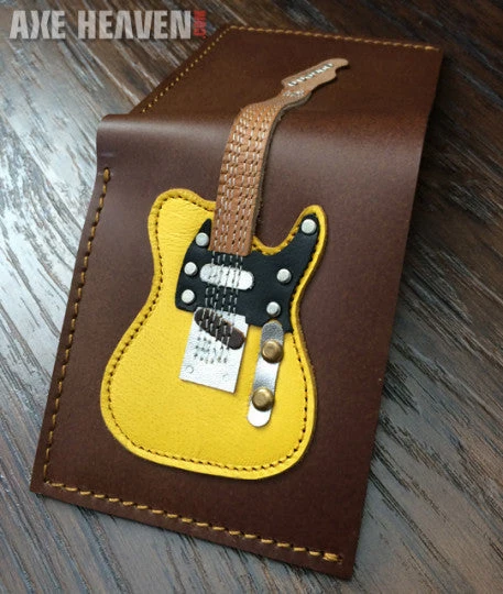 Classic Blonde Electric Guitar Wallet in Genuine Leather, Handmade CLASSIC BLONDE ELECTRIC GUITAR WALLET HANDMADE GENUINE LEATHER