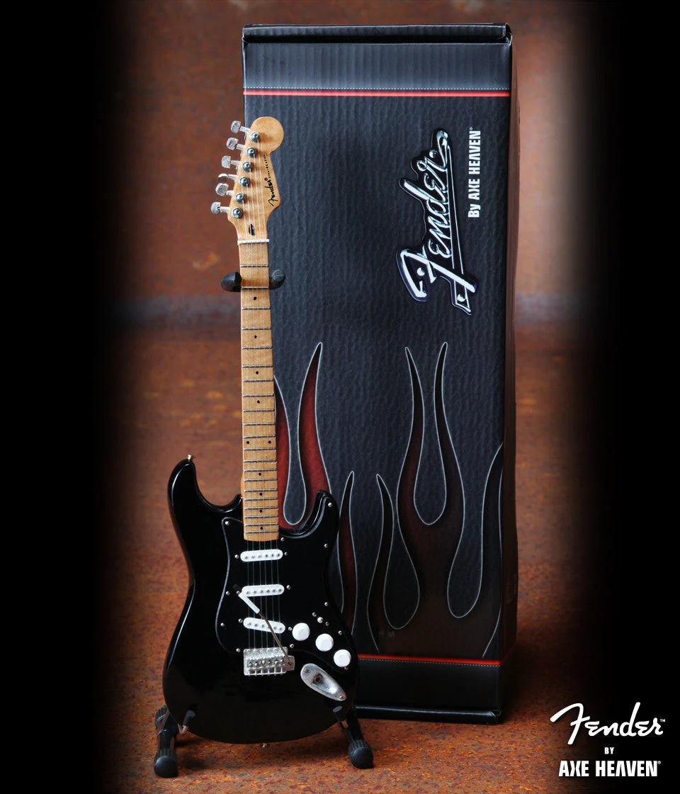 FENDER™ Strat™ Black FINISH & Black Pick Guard Mini Guitar Replica - OFFICIALLY LICENSED MINIATURE GUITAR REPLICA