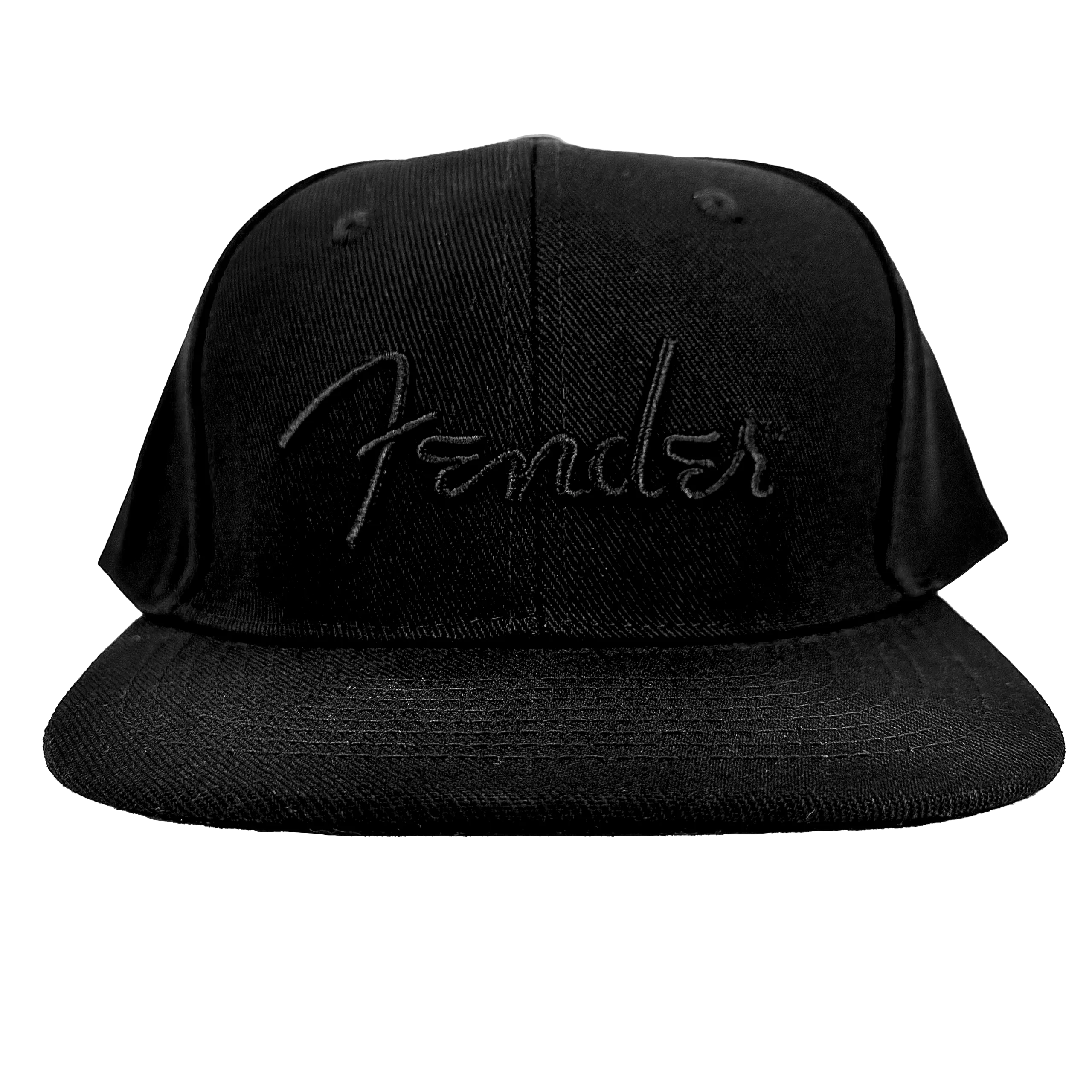 FENDER Black Flat Bill Hat with Snapback Closure