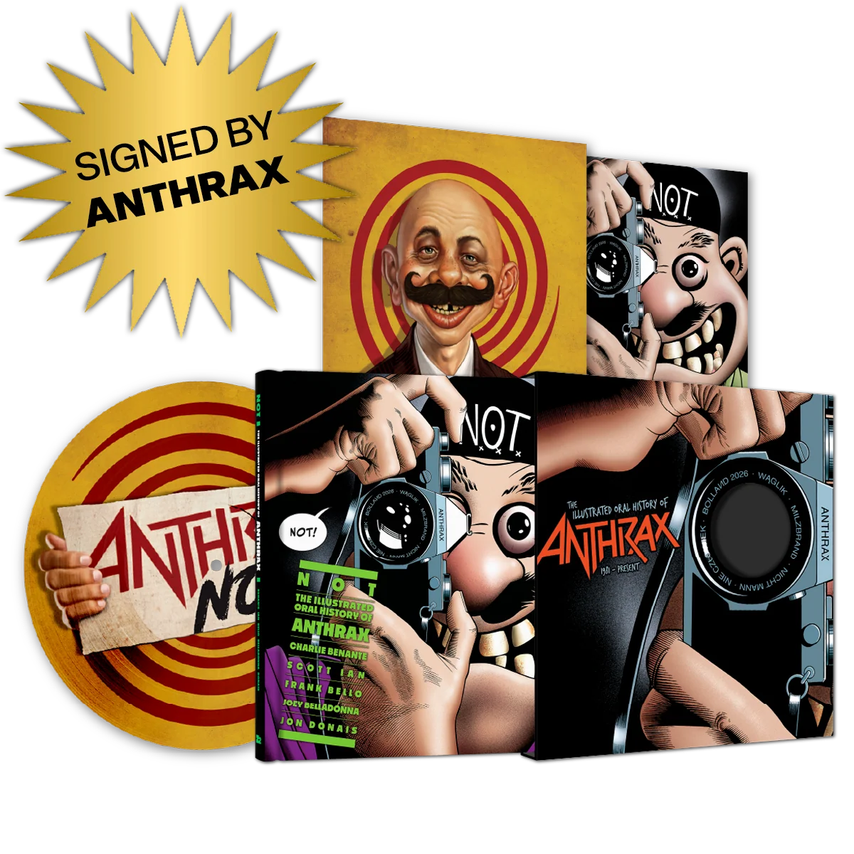 NOT: THE ILLUSTRATED ORAL HISTORY OF ANTHRAX + PICTURE DISC VINYL LP (SIGNED BY ANTHRAX)
