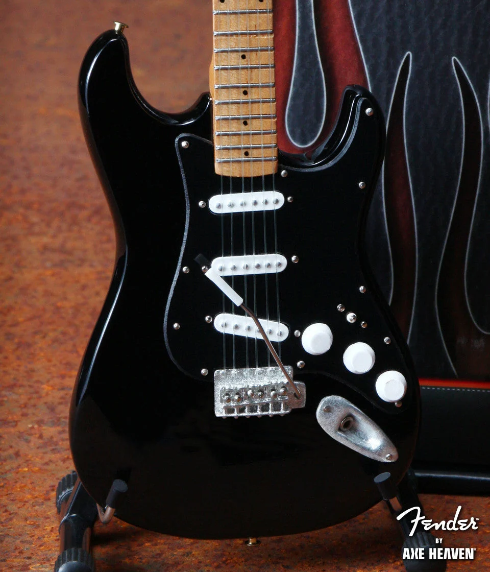 FENDER™ Strat™ Black FINISH & Black Pick Guard Mini Guitar Replica - OFFICIALLY LICENSED MINIATURE GUITAR REPLICA
