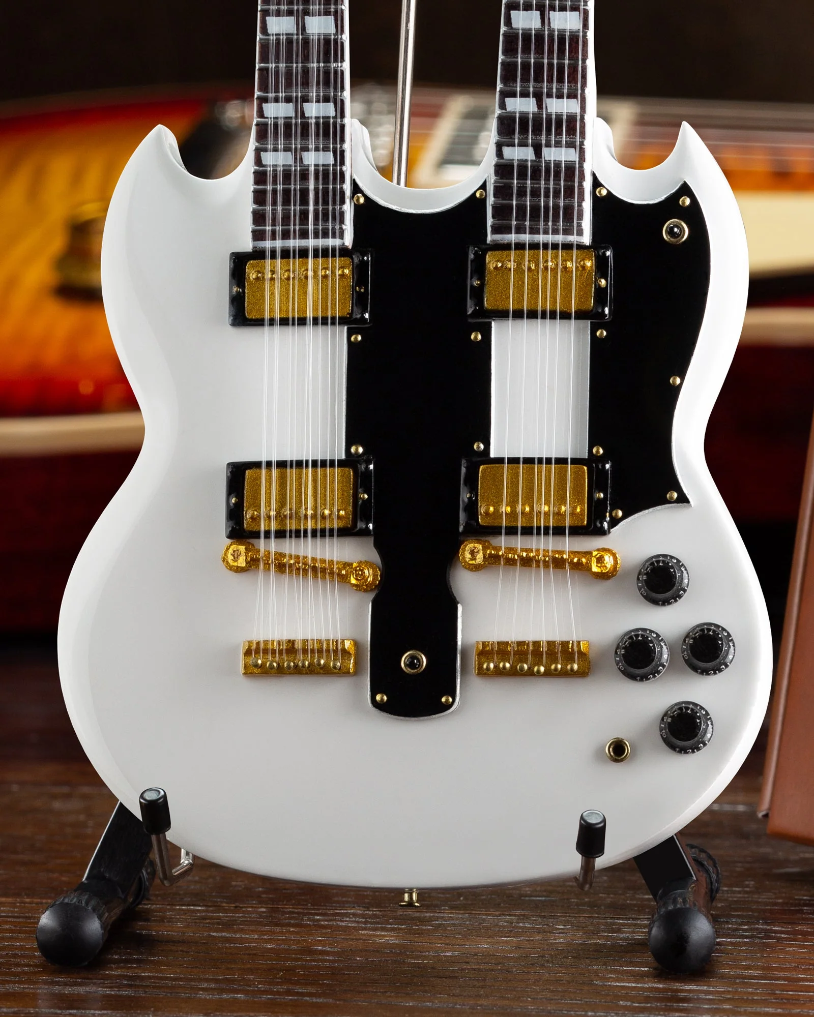 GIBSON SG EDS-1275 DOUBLENECK WHITE 1:4 SCALE MINI GUITAR MODEL