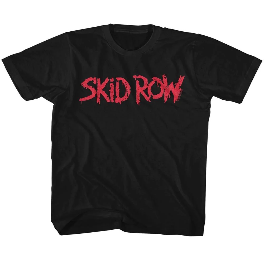 Skid Row Red Logo Youth T-Shirt in Black Cotton