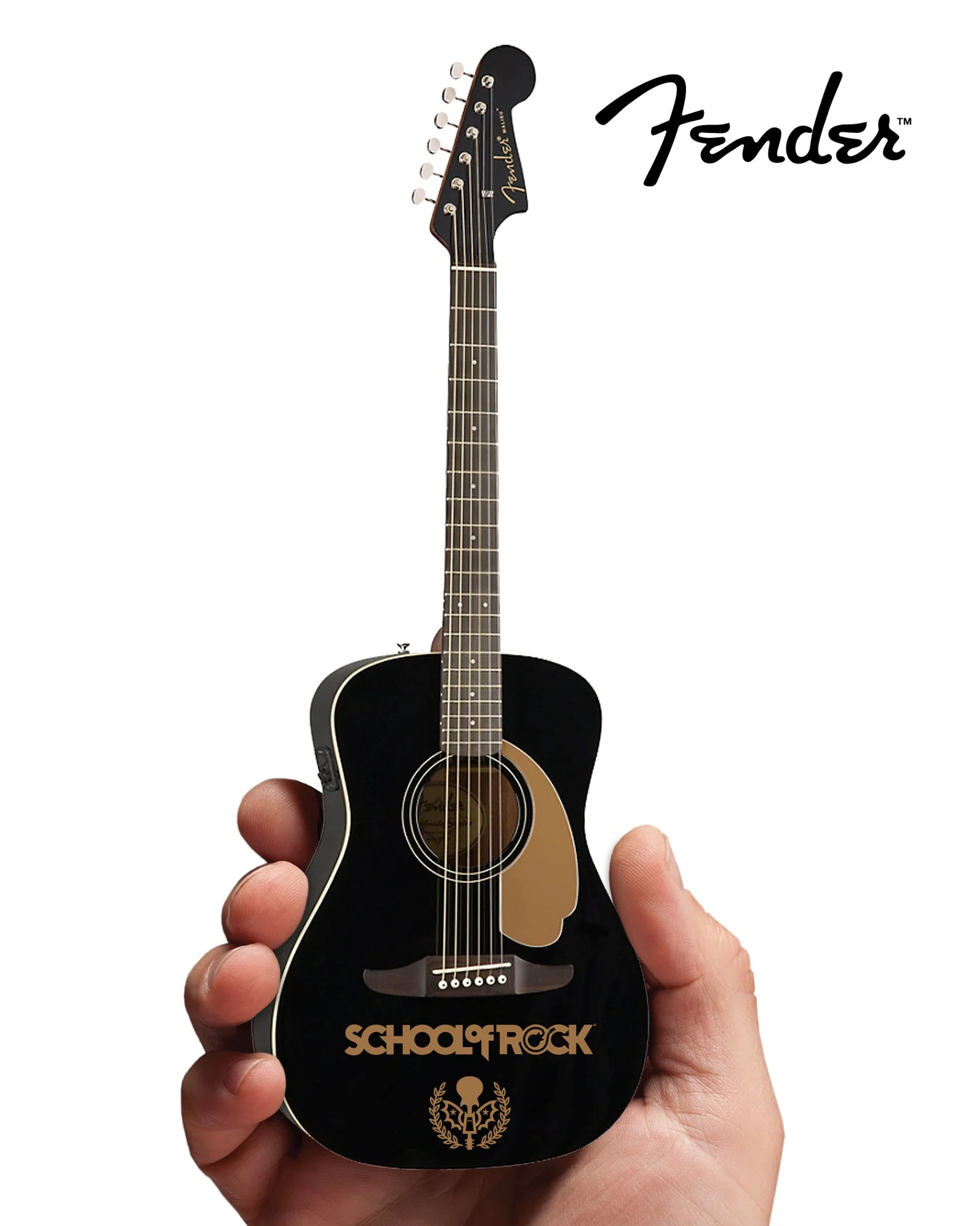 SCHOOL OF ROCK® FENDER® CALIFORNIA MALIBU PLAYER ACOUSTIC-ELECTRIC JETTY BLACK MINI GUITAR