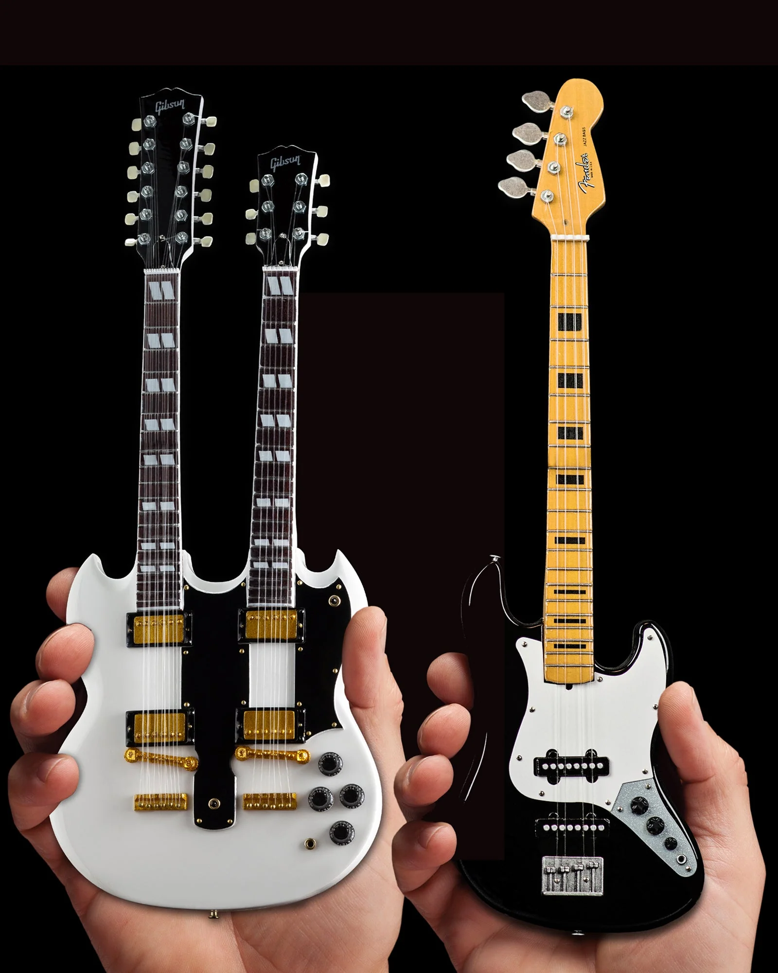 SET OF 2 - GIBSON EDS-1275 DOUBLENECK & JAZZ BASS™ MINIATURE GUITARS
