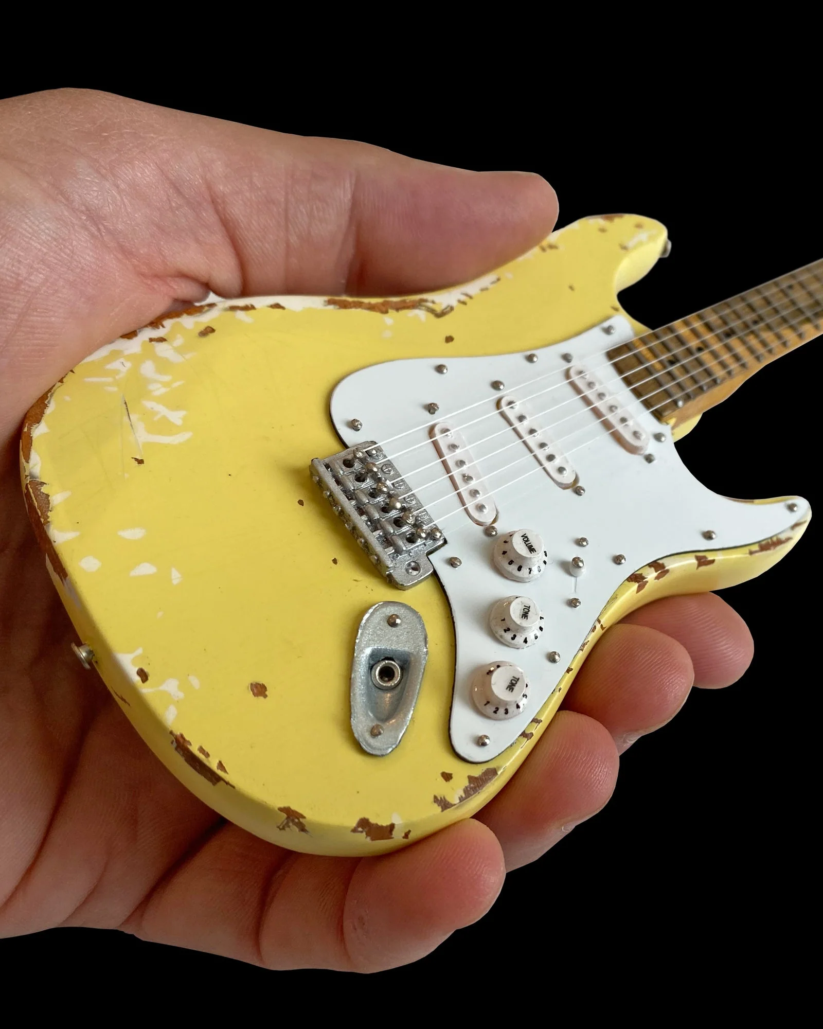 YNGWIE MALMSTEEN MINI FENDER™ STRAT™  HEAVILY WORN OLYMPIC WHITE FINISH GUITAR MODEL REPLICA