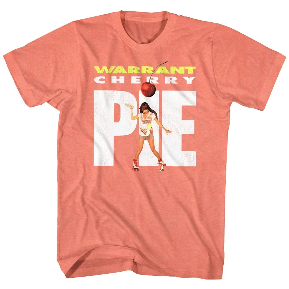WARRANT Warrant Pie Shirt in Coral Silk, Officially Licensed Adult T-Shirt