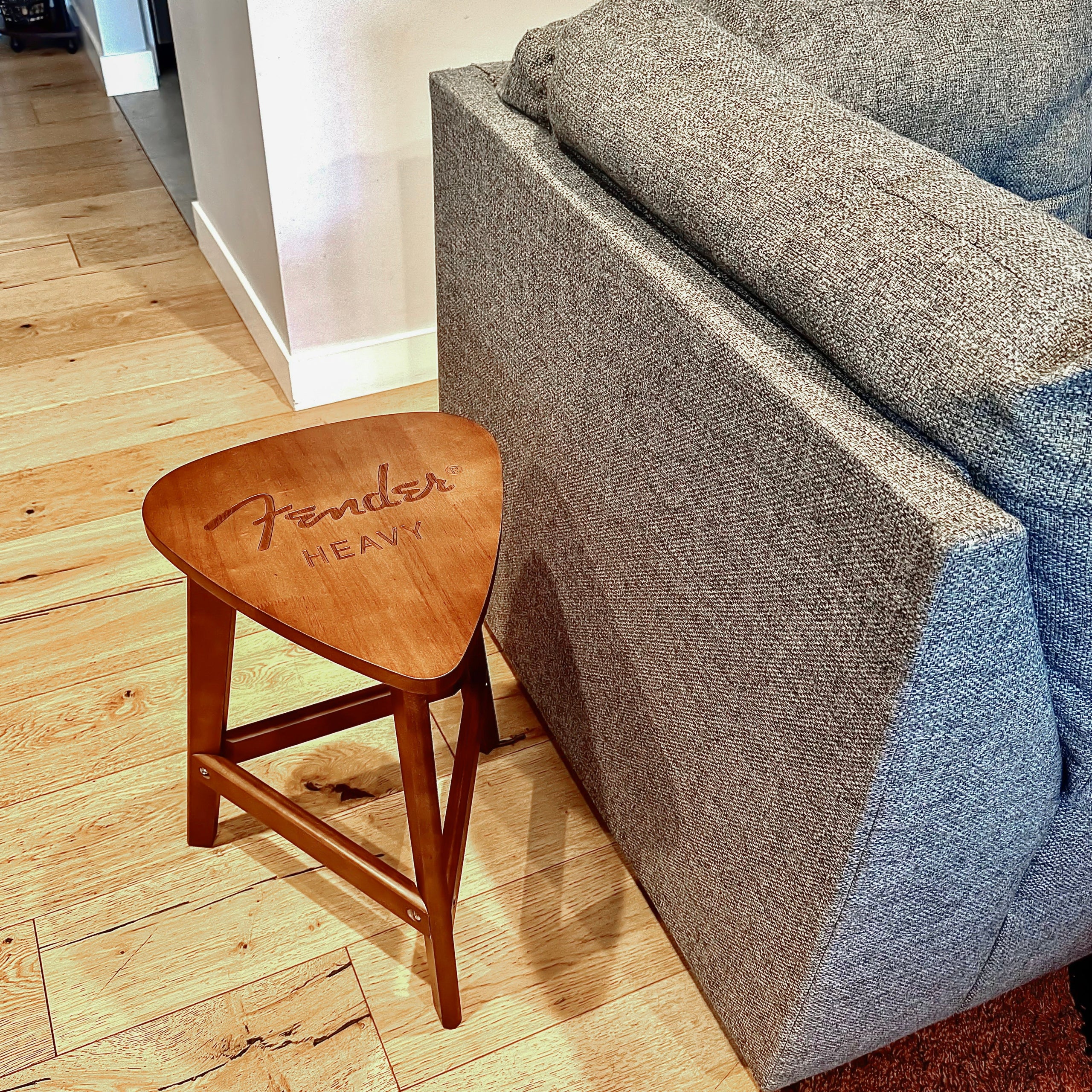 FENDER WOODEN End Table, 22.5 Inches Tall with Mid-Century Lines