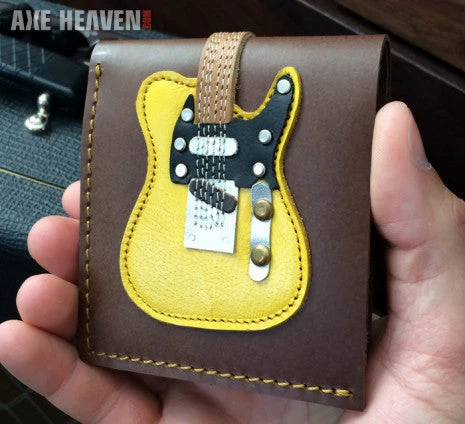 Classic Blonde Electric Guitar Wallet in Genuine Leather, Handmade CLASSIC BLONDE ELECTRIC GUITAR WALLET HANDMADE GENUINE LEATHER