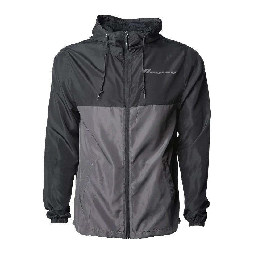 AMPEG TWO-TONE WINDBREAKER Zip-Up Windbreaker in Black and Gray