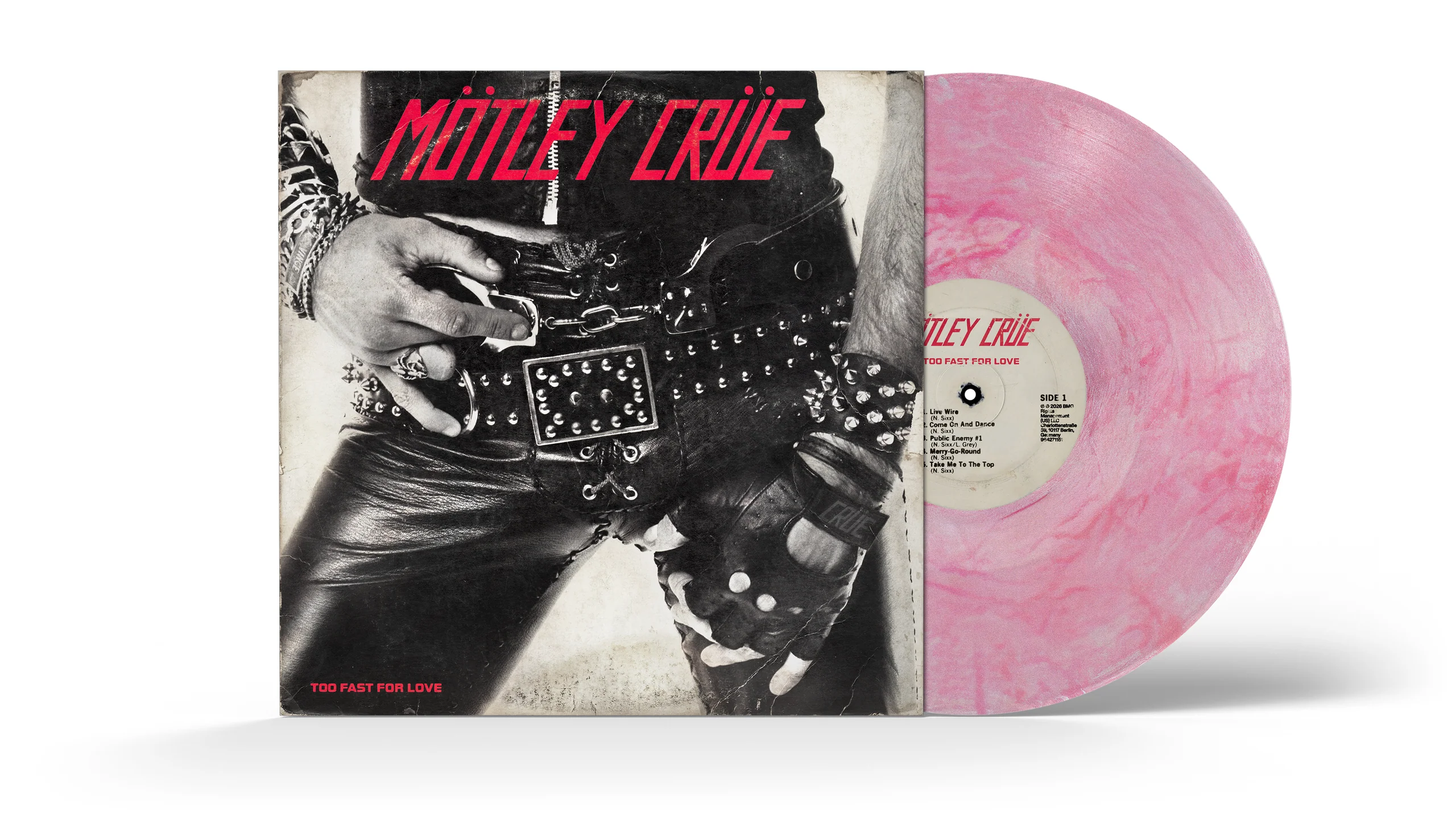 MOTLEY CRUE ‘TOO FAST FOR LOVE’ 45TH ANNIVERSARY LP（独家 – 限量 1000 张，红白漩涡彩胶）