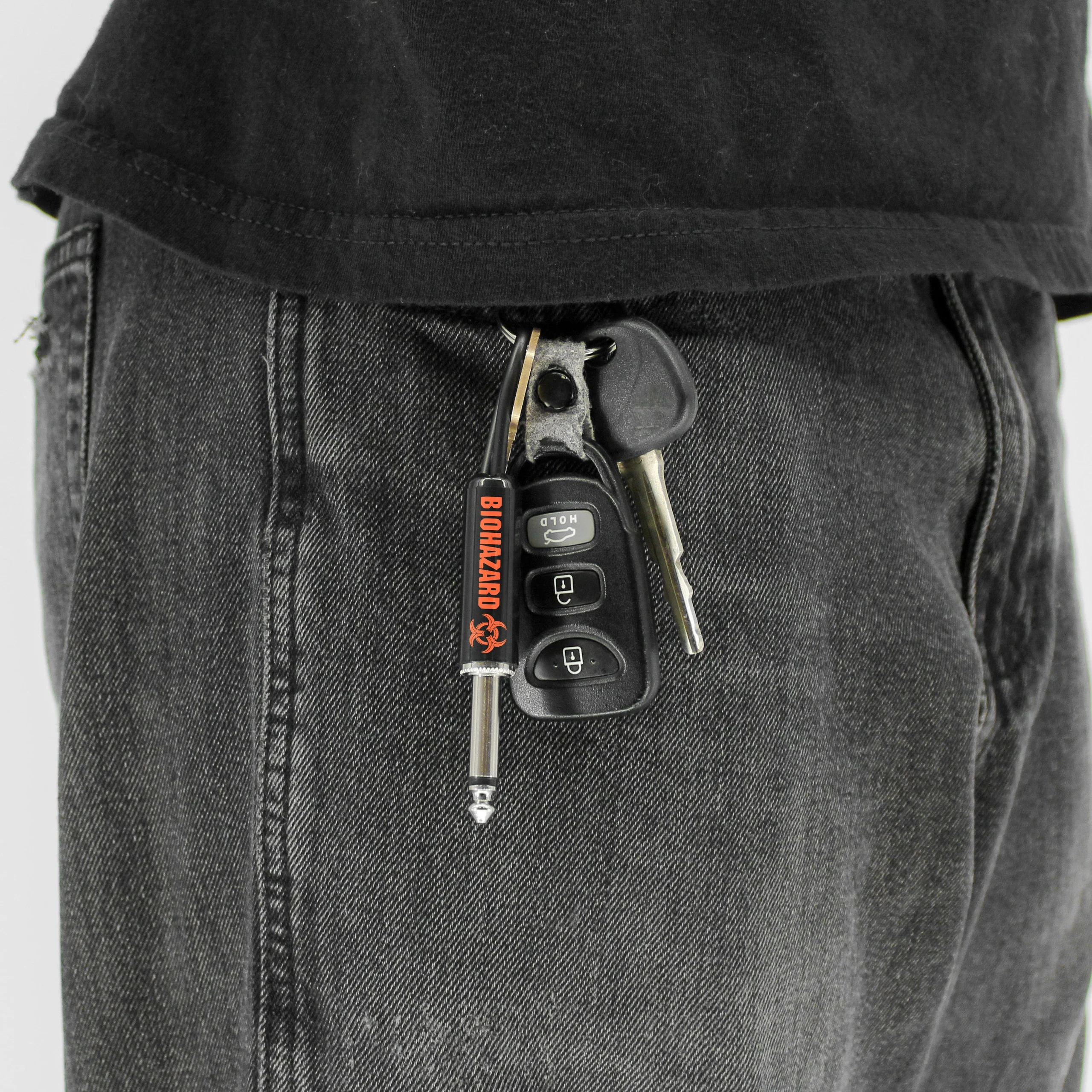 Toxic Orange BIOHAZARD Logo GUITAR Plug KEYCHAIN