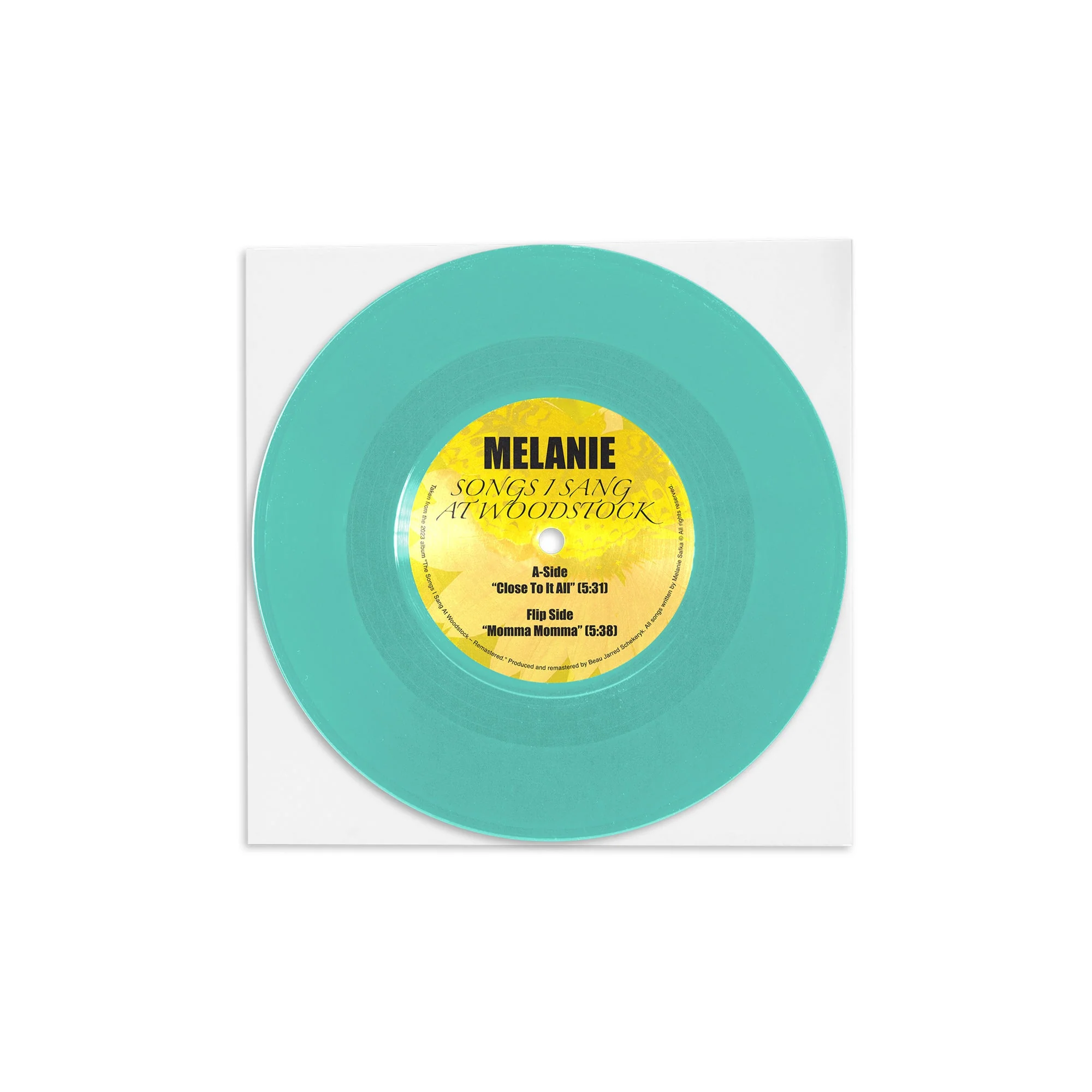 MELANIE 'Songs I Sang at WOODSTOCK' 7" Turquoise Vinyl, Limited to 100