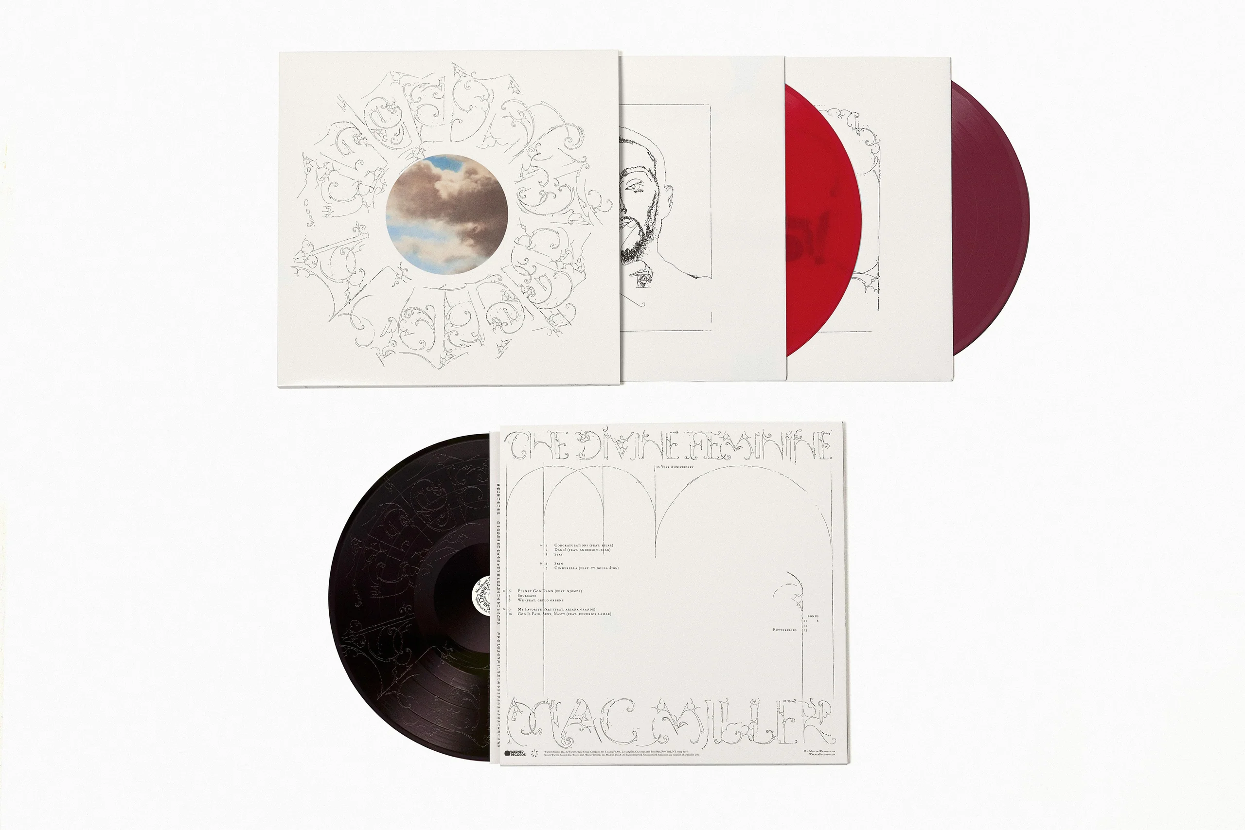 MAC MILLER 'THE DIVINE FEMININE' 10TH ANNIVERSARY 3LP Apple Fruit Punch Black Ice Vinyl
