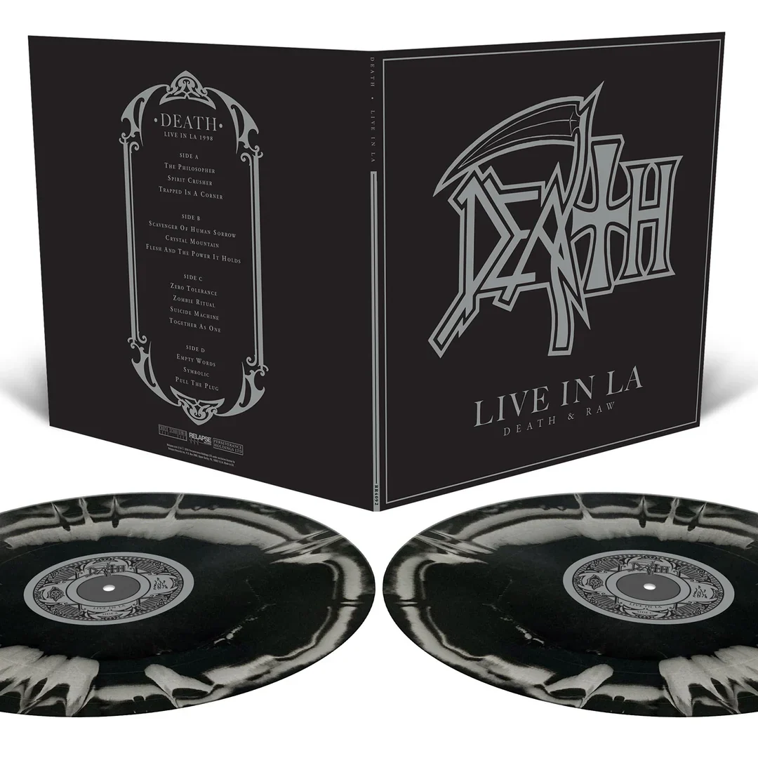 DEATH 'LIVE IN LA' 2LP Black and Metallic Silver Merge Splatter Vinyl