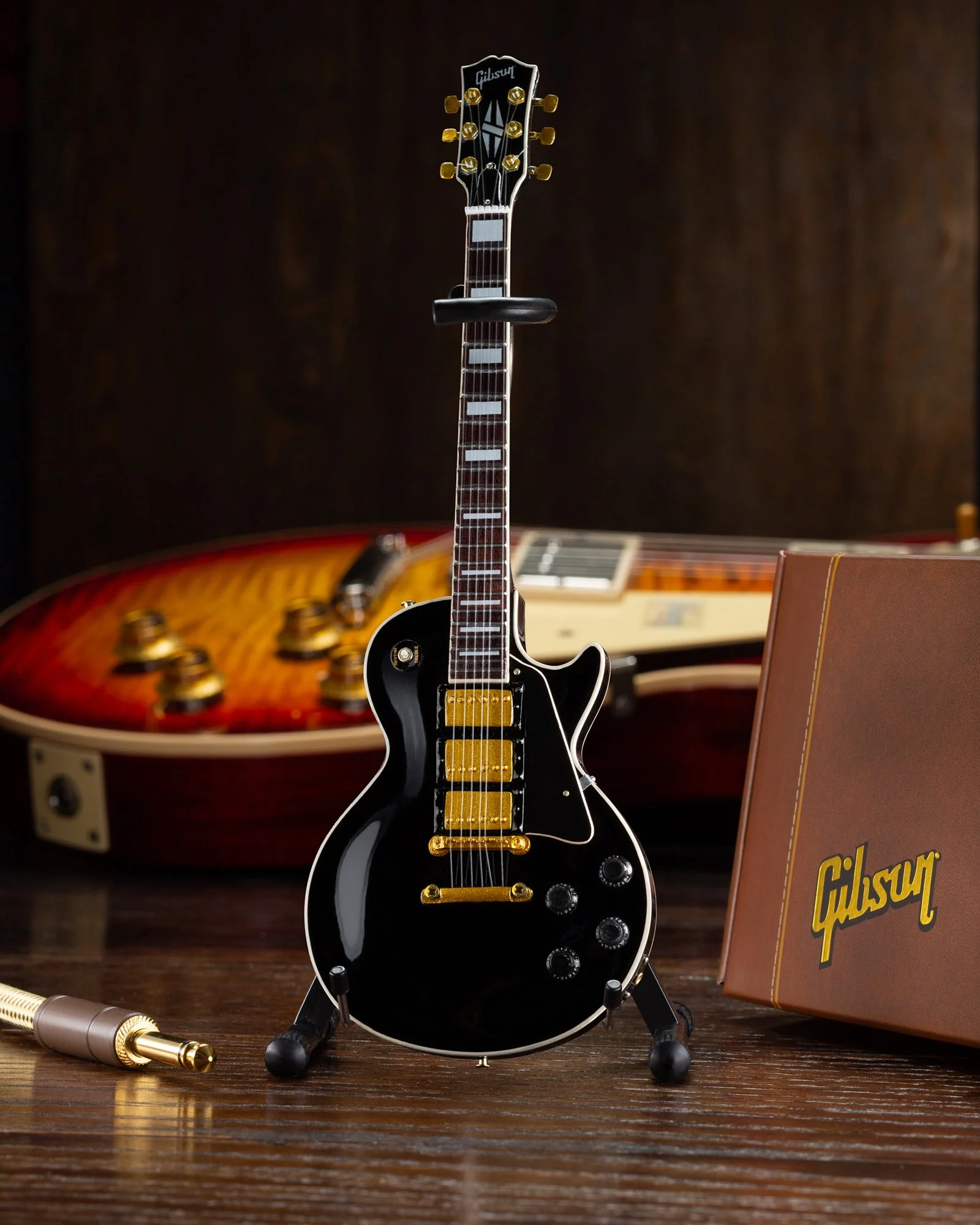 GIBSON LES PAUL CUSTOM EBONY 1:4 SCALE MINI GUITAR MODEL