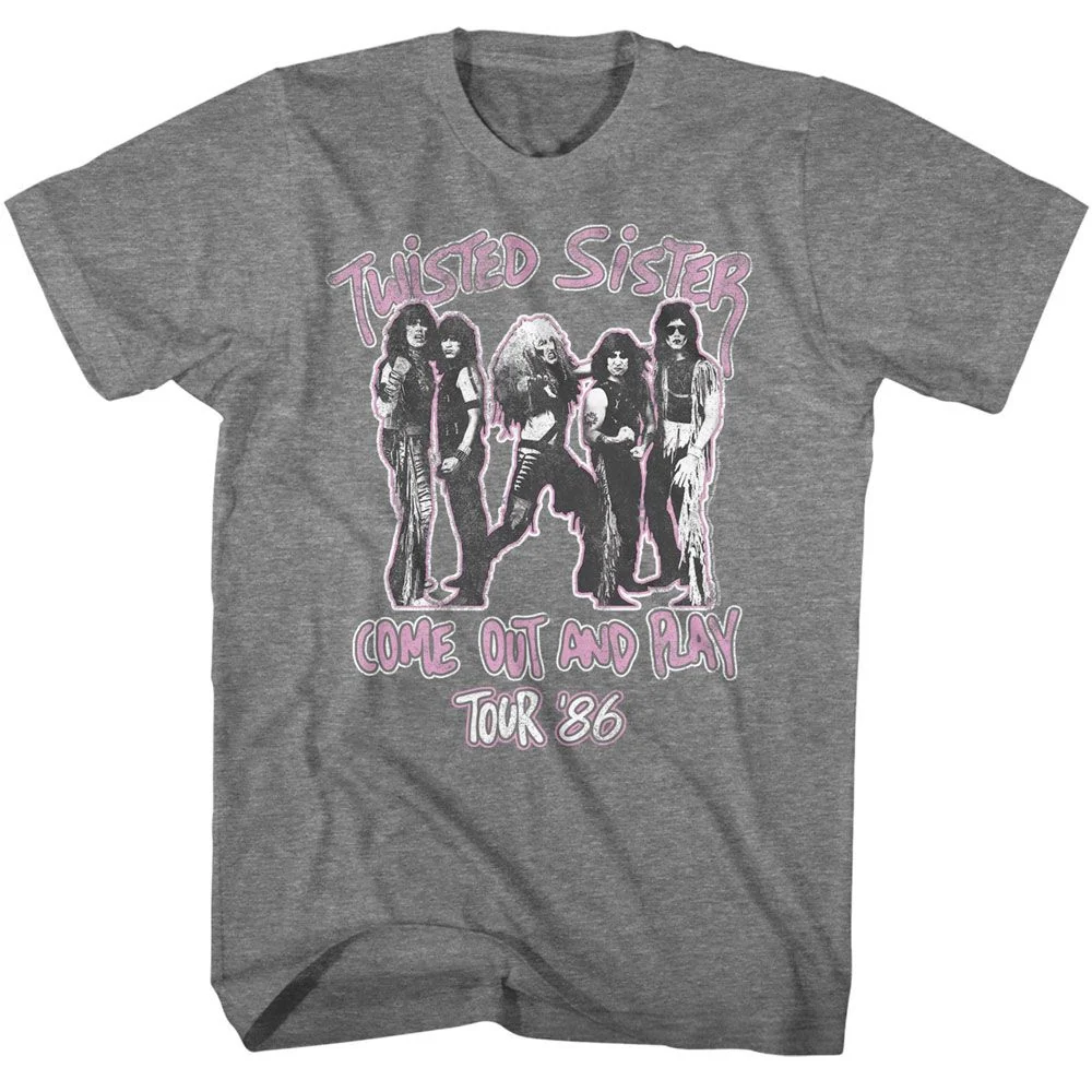 TWISTED SISTER Come Out and Play Adult T-Shirt in Graphite Heather