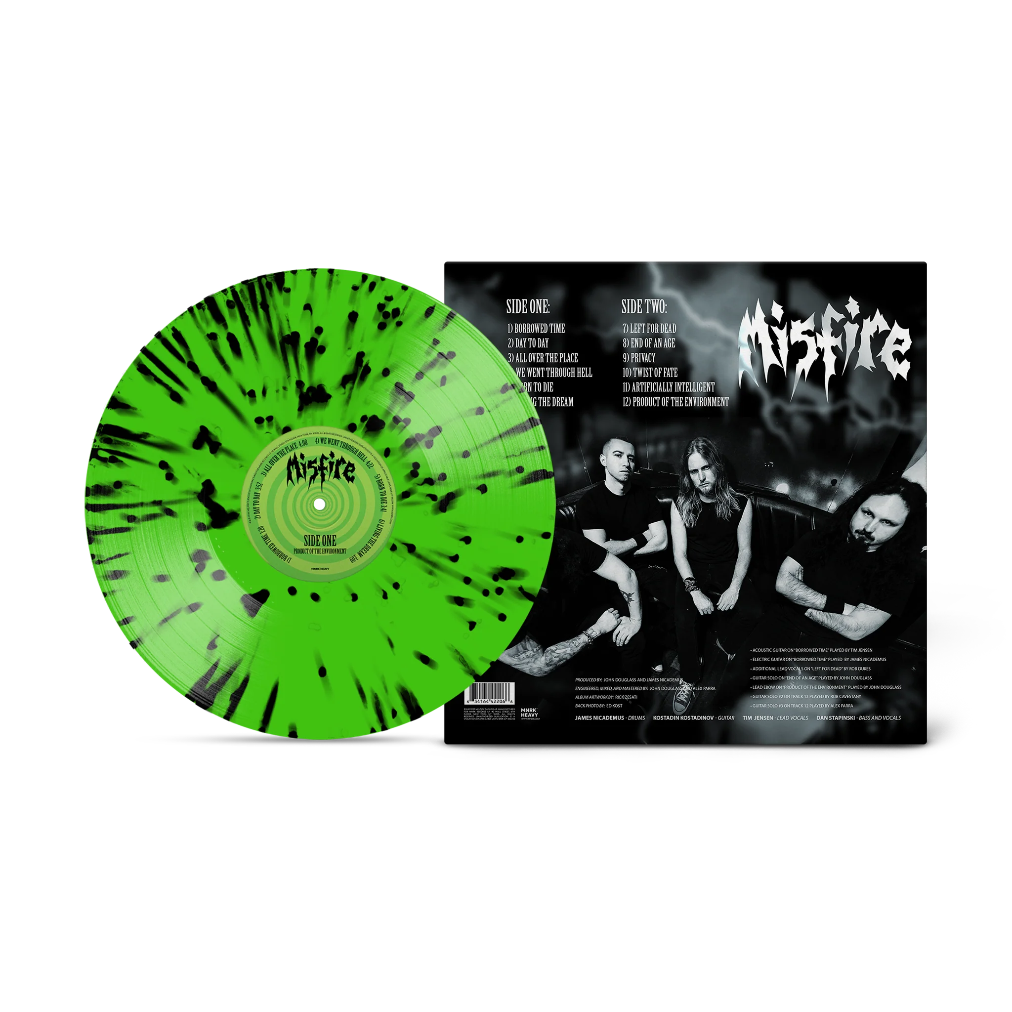 MISFIRE 'PRODUCT OF THE ENVIRONMENT' LP (Neon Green with Black Splatter Vinyl)