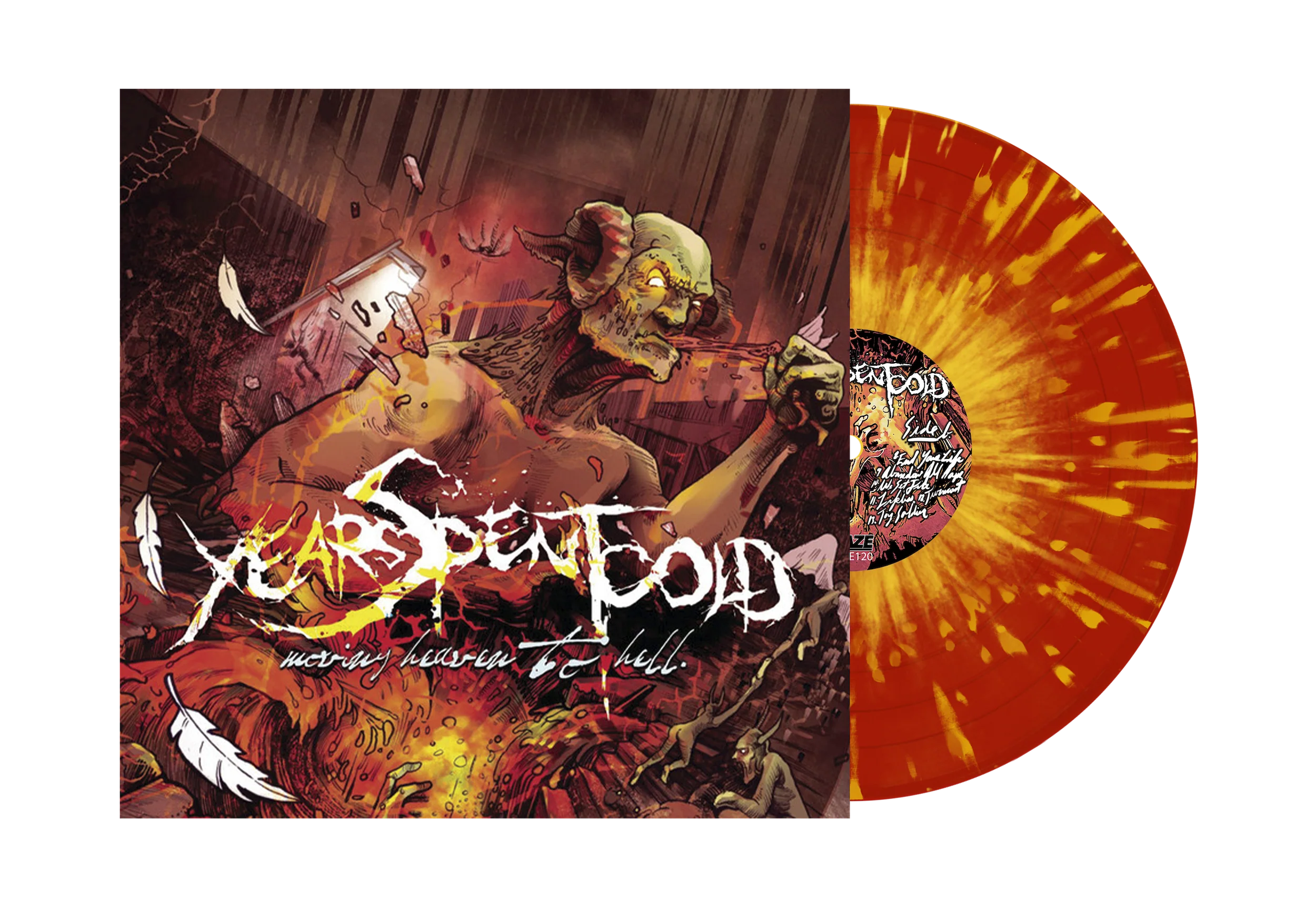 YEARS SPENT COLD ‘MOVING HEAVEN TO HELL’ LP (Red w/ Yellow Burst Vinyl)