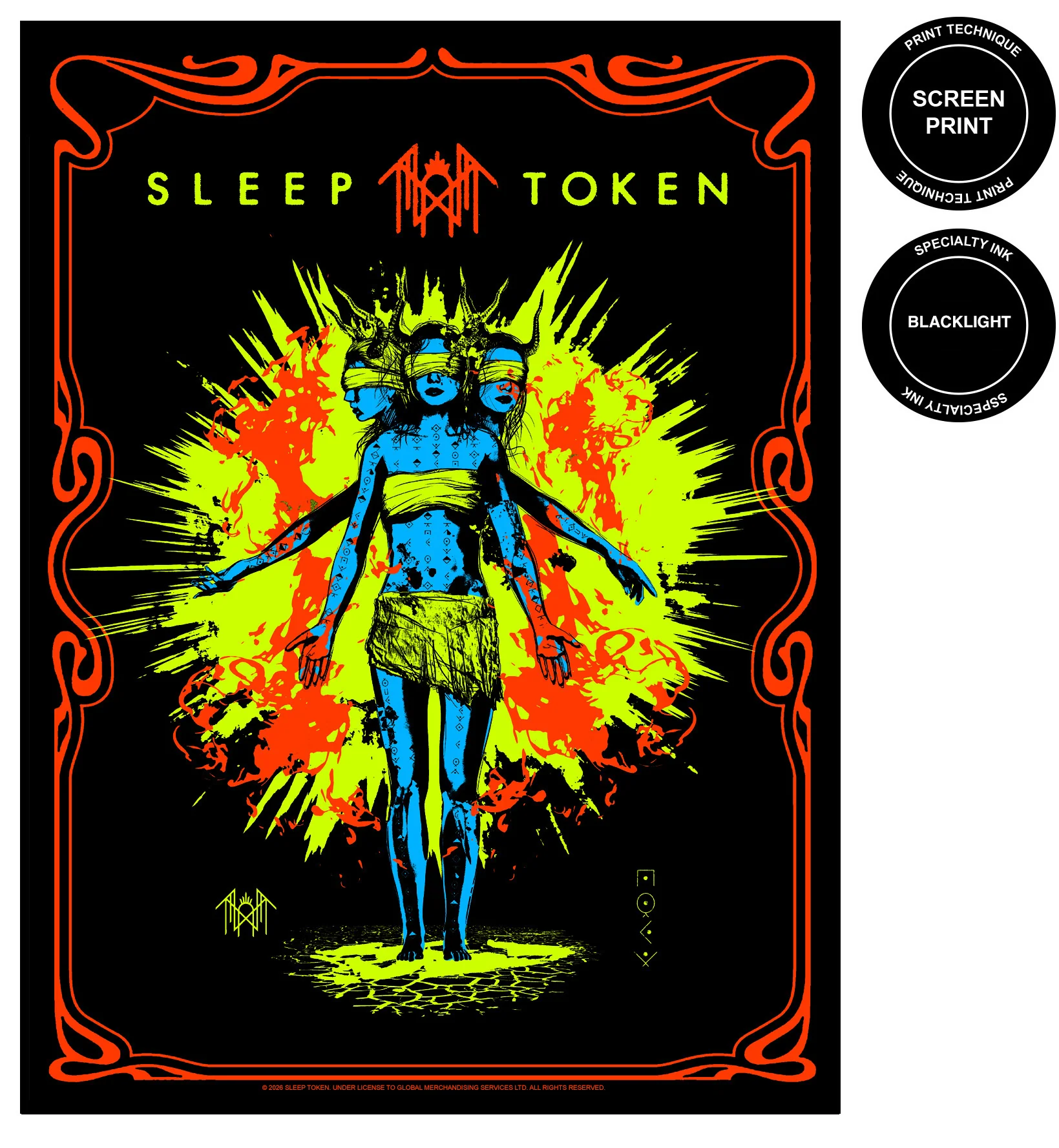 SLEEP TOKEN 'CHARACTER/ANGEL' 植绒黑光灯海报