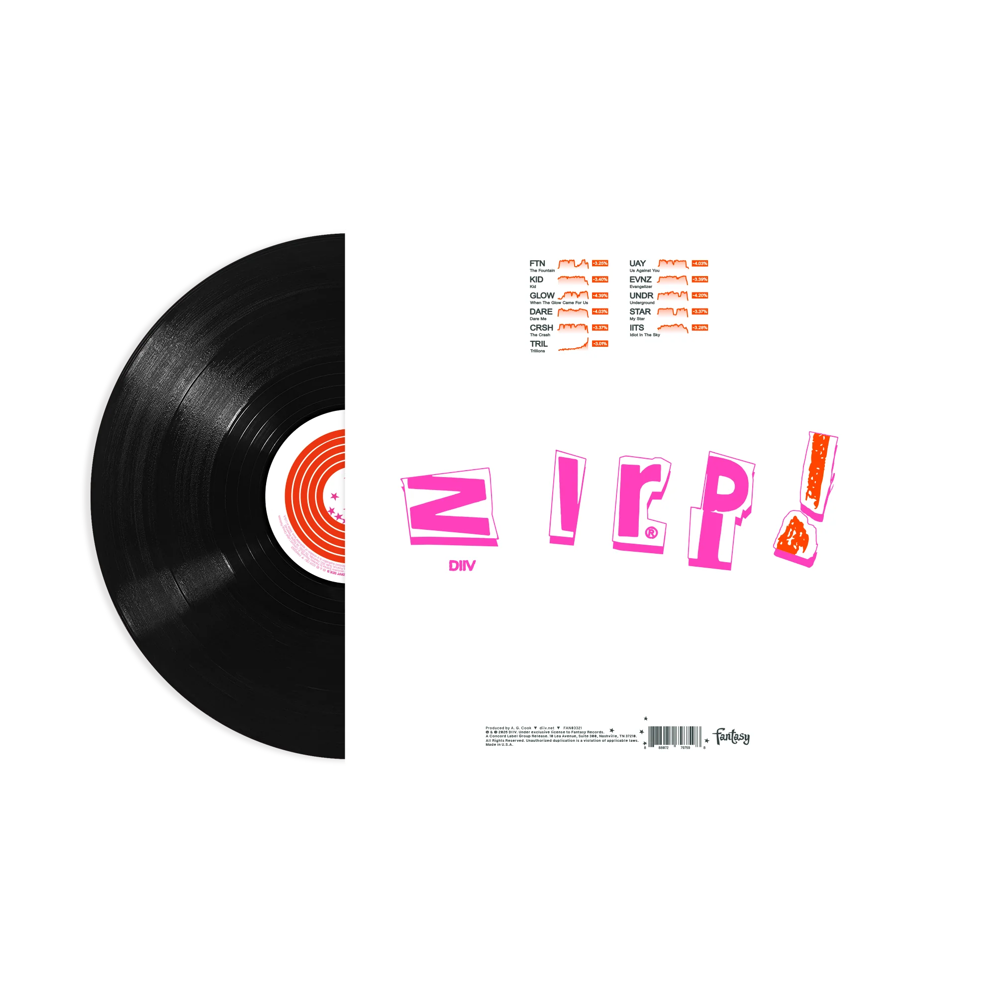 DIIV ZIRP! Album on Black Vinyl LP