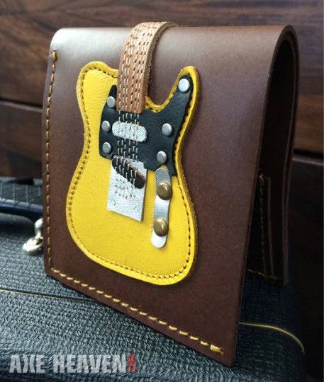 Classic Blonde Electric Guitar Wallet in Genuine Leather, Handmade CLASSIC BLONDE ELECTRIC GUITAR WALLET HANDMADE GENUINE LEATHER