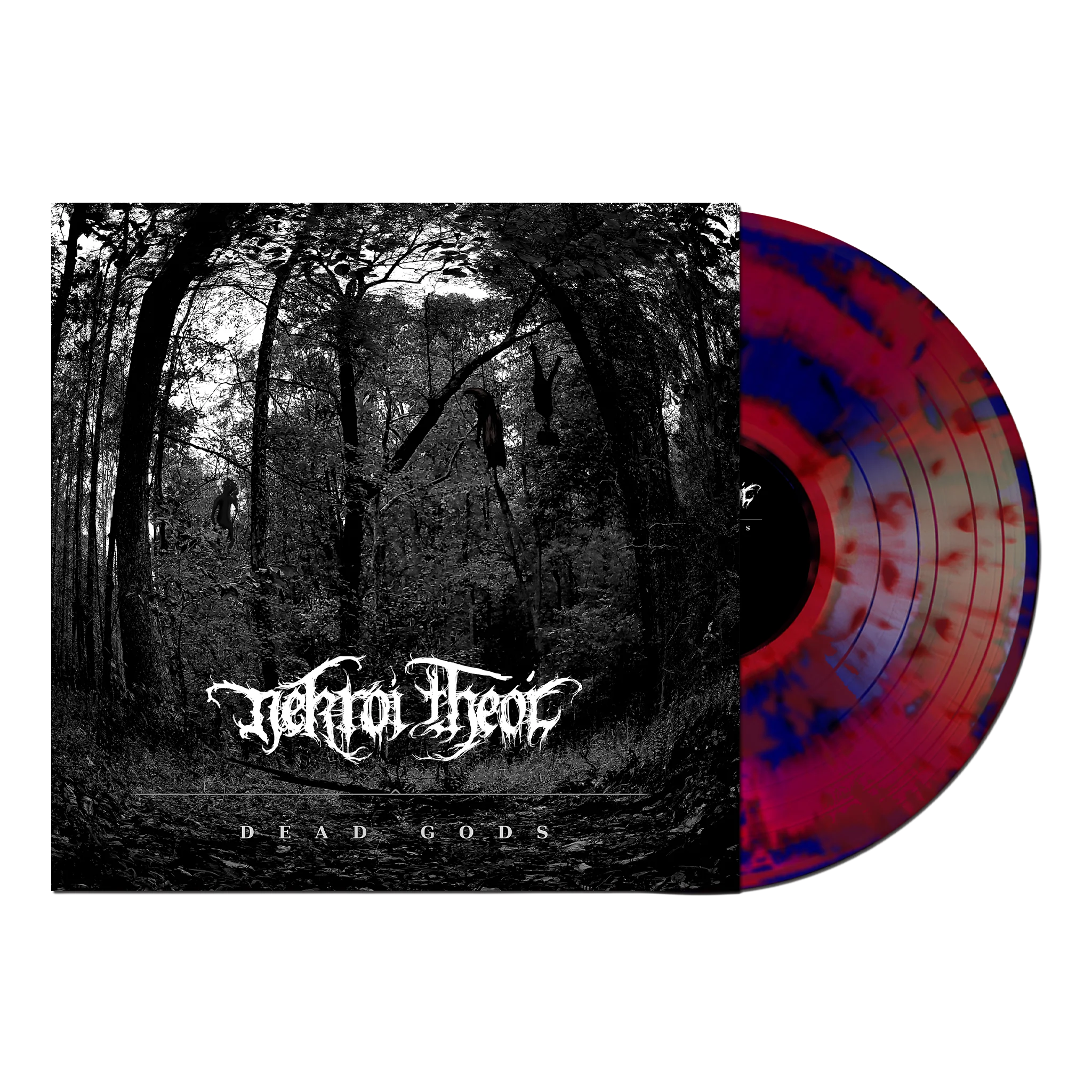 NEKROÍ THEOÍ Dead Gods LP on Navy Blue with Dark Red Splatter